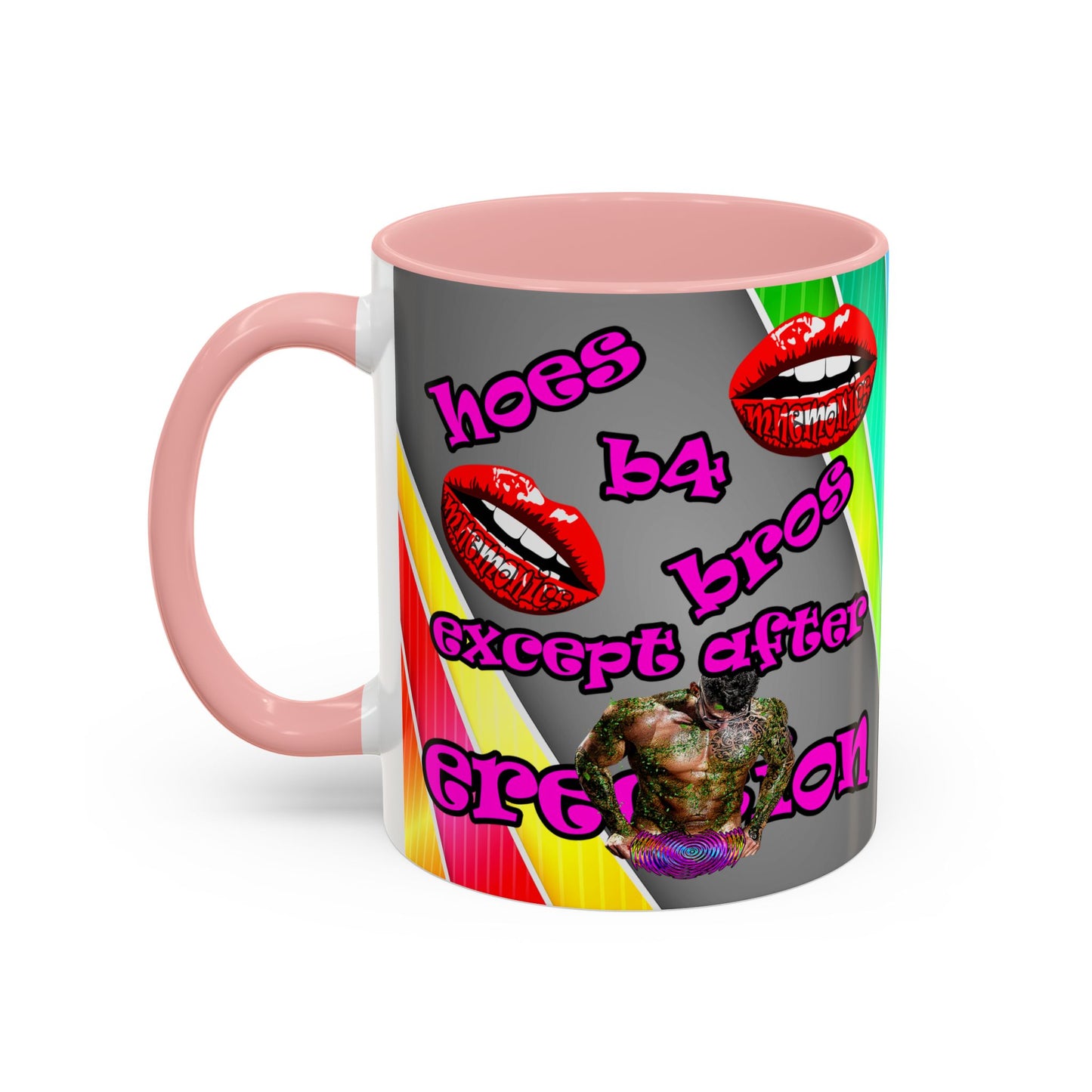 hoes b4 bros - Accent Mug (rainbow split)