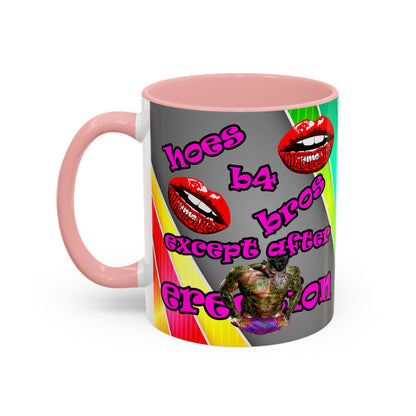 hoes b4 bros - Accent Mug (rainbow split)
