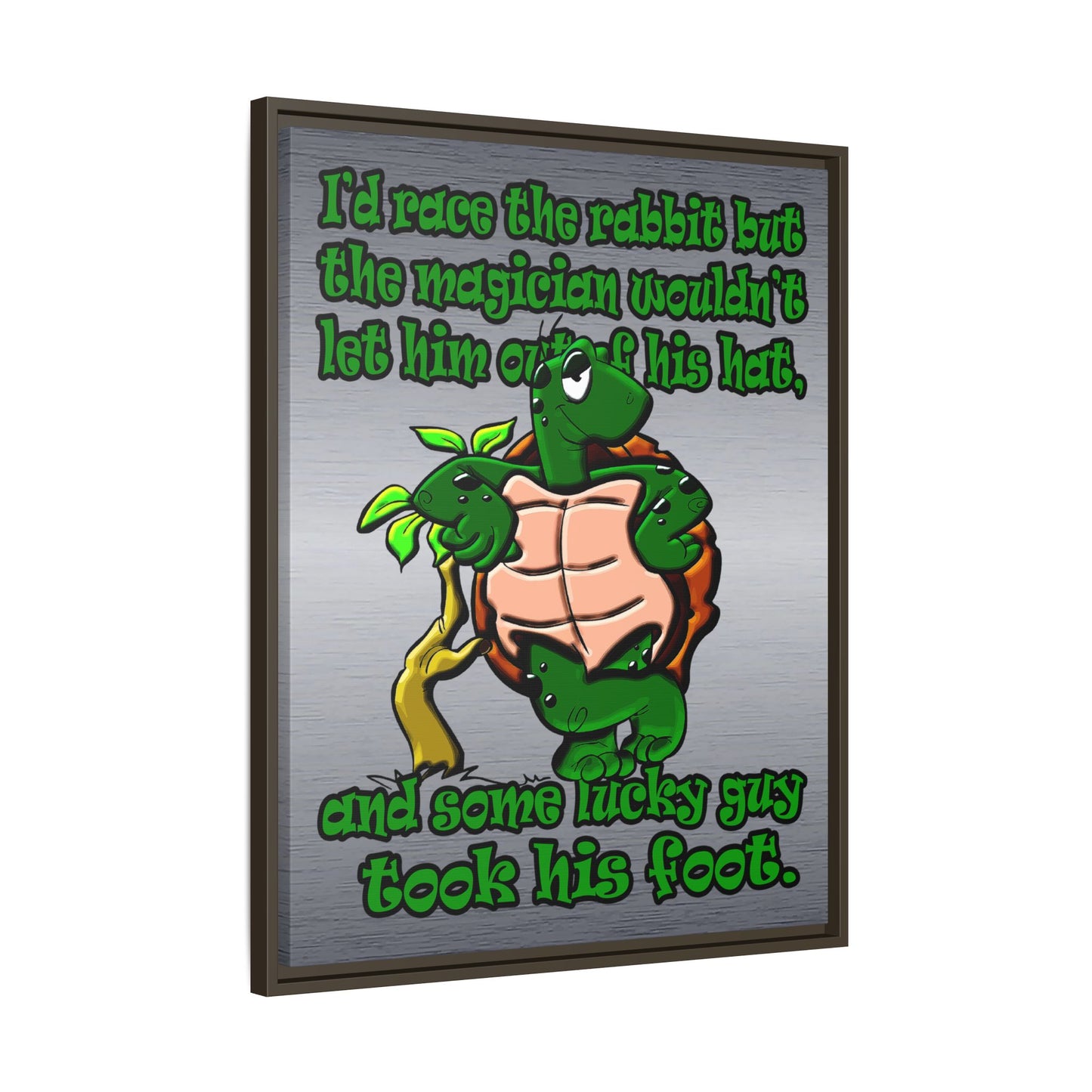 turtle race - framed canvas art (brushed nickel)