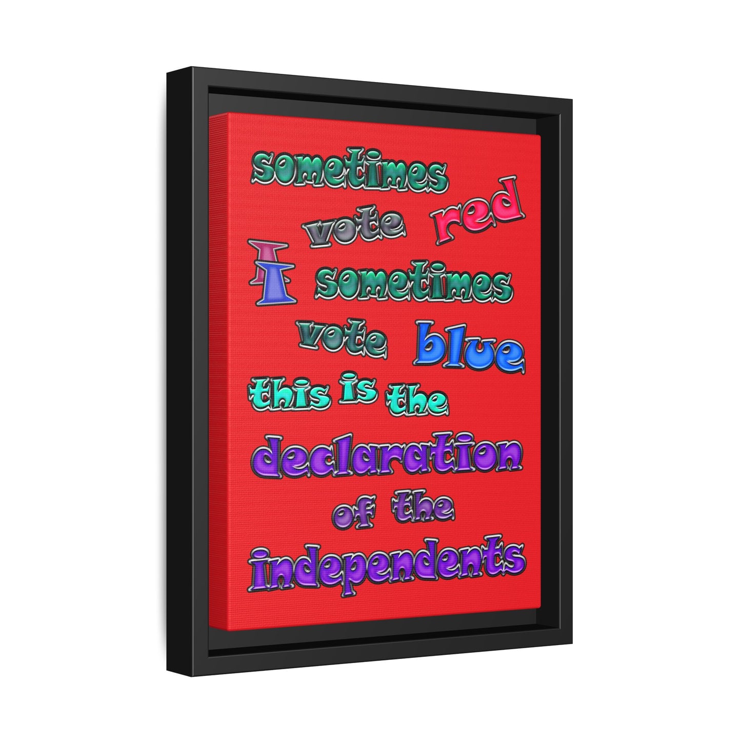 declaration of the independents - framed canvas art (red)