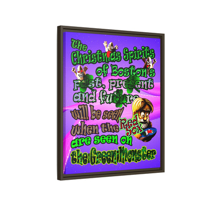christmas spirits of boston - framed canvas art (purple-pink wave)