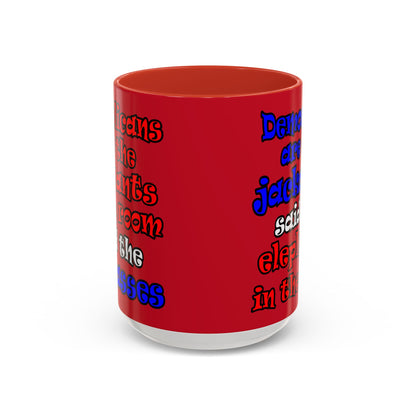 donkeys and elephants - Accent Mug (dark red)