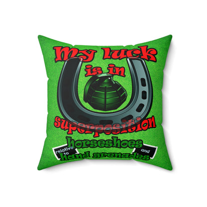my luck - Faux Suede Square Pillow - (green turf)