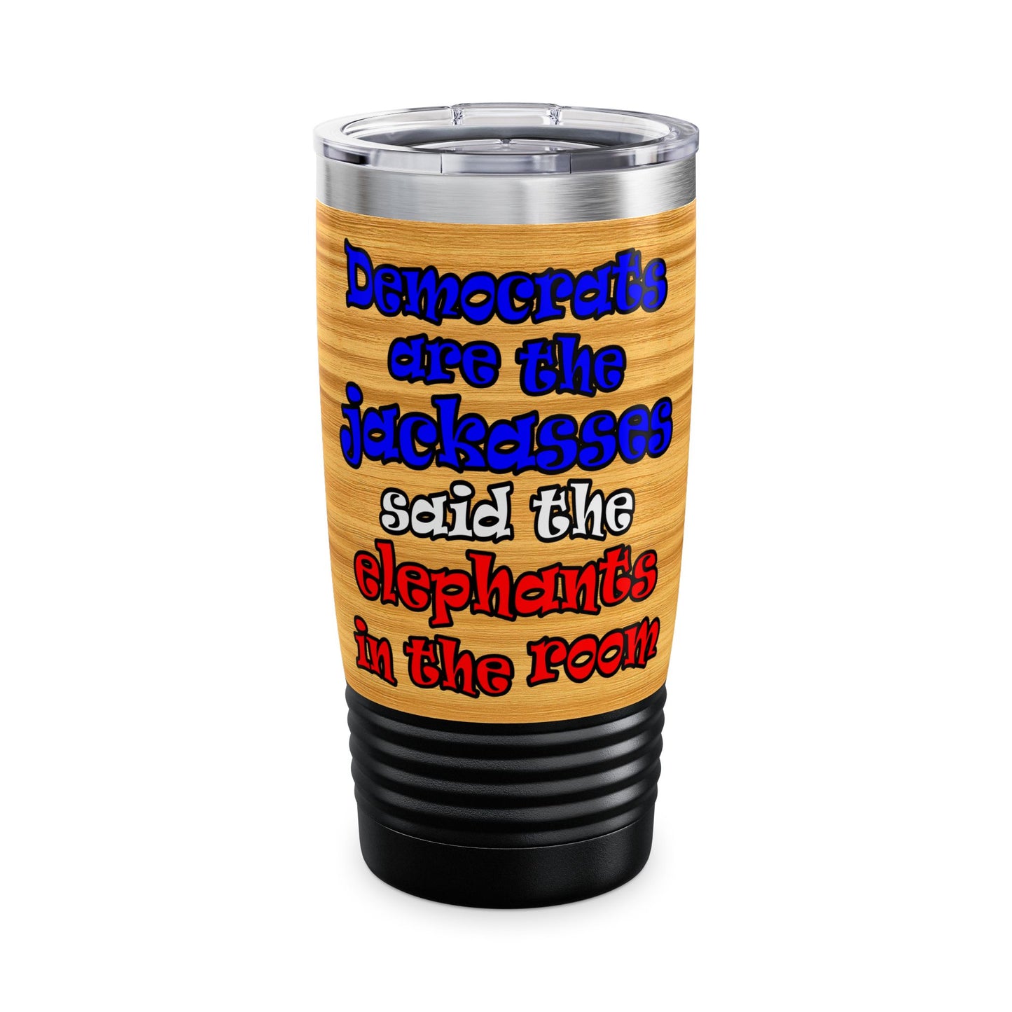 donkeys and elephants - Ringneck Tumbler, 20oz (butterscotch wood finish)