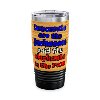 donkeys and elephants - Ringneck Tumbler, 20oz (butterscotch wood finish)
