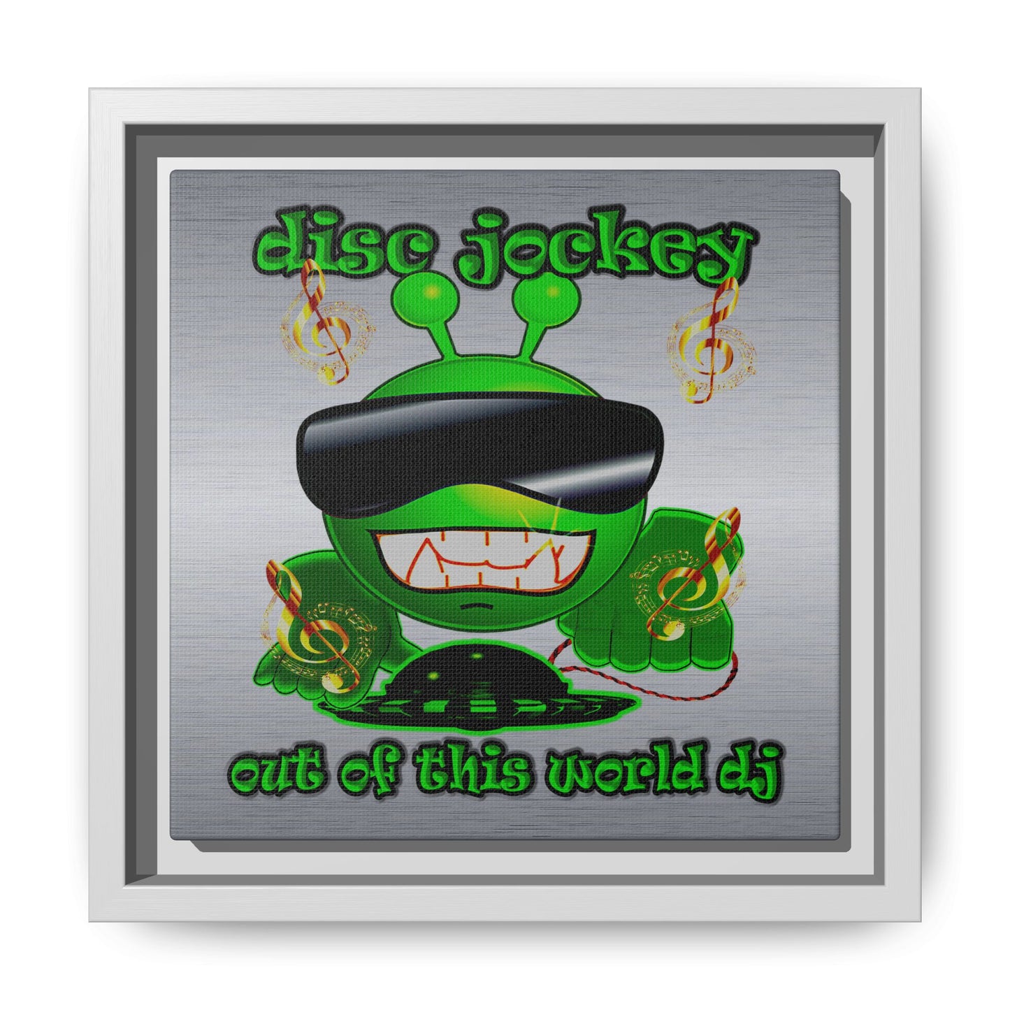 disc jockey - framed canvas art (brushed nickel)