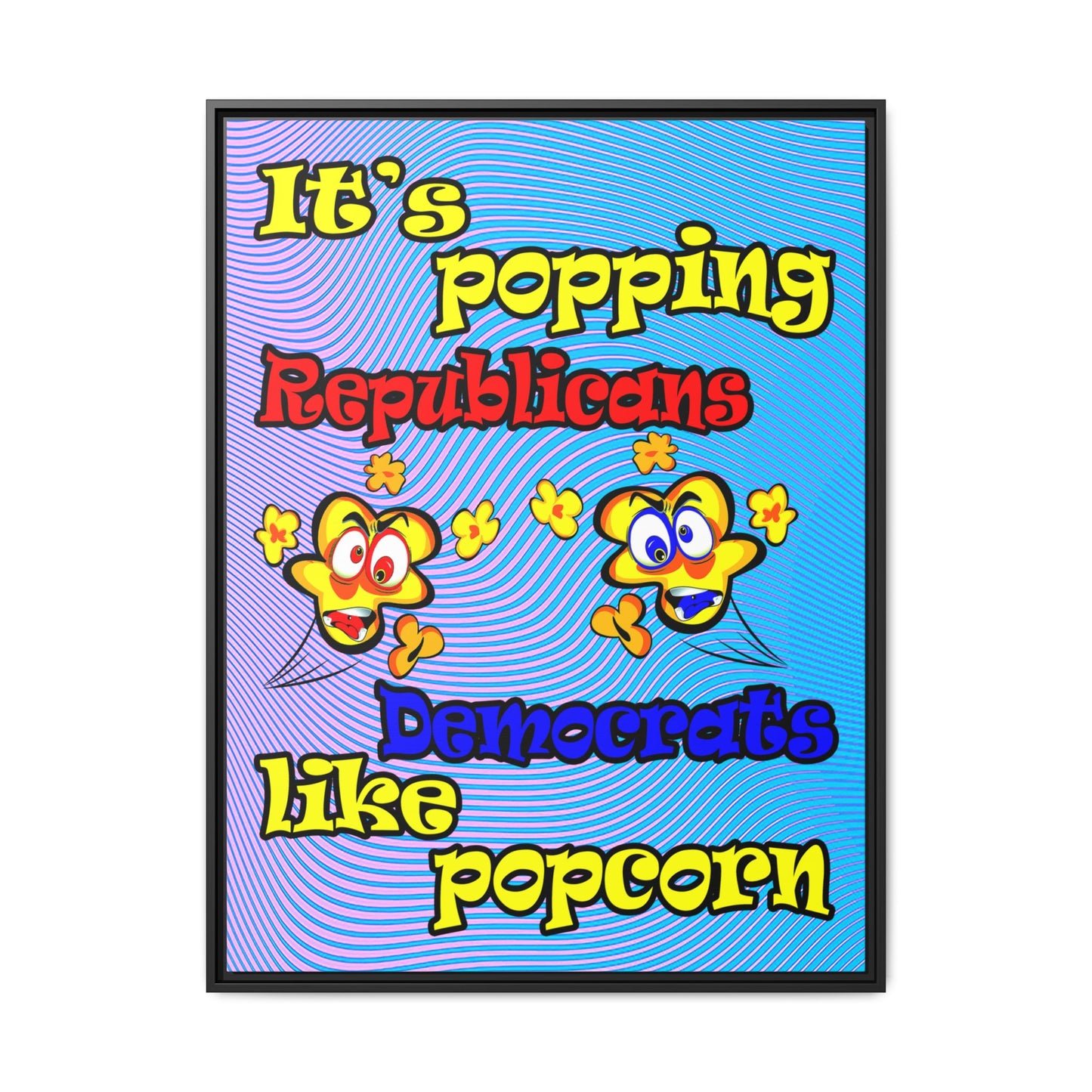 popping like popcorn - framed canvas art (light blue-purple wave)