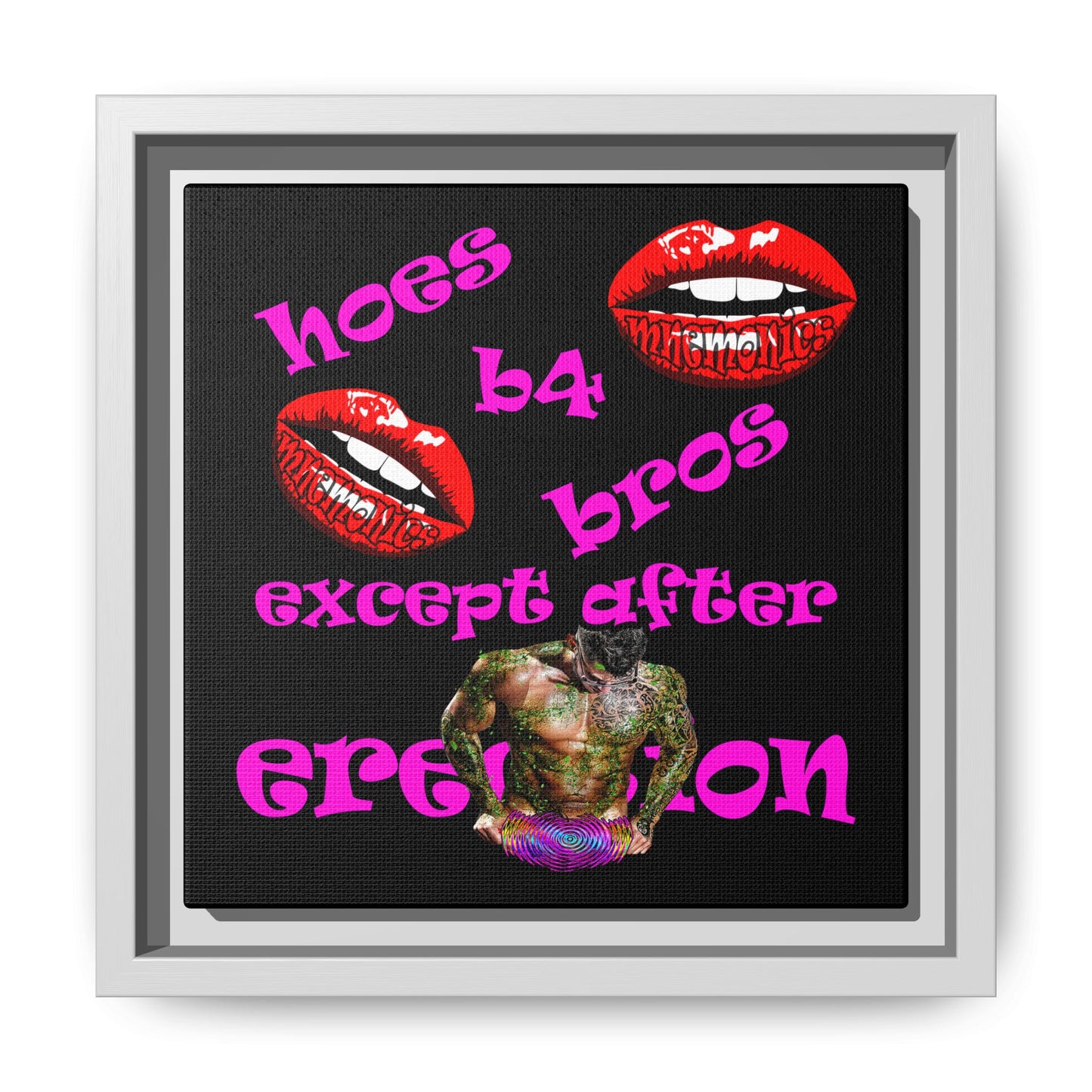 hoes b4 bros - framed canvas art (black)