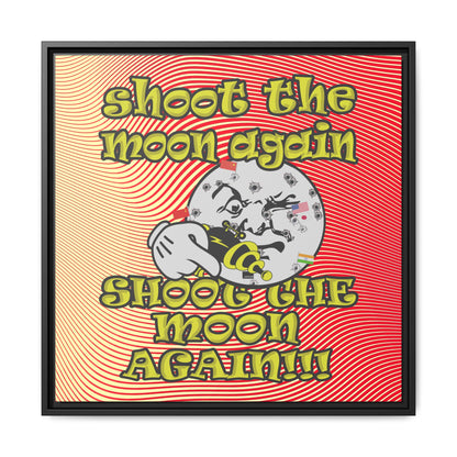 shoot the moon again - framed canvas art (yellow-orange wave)