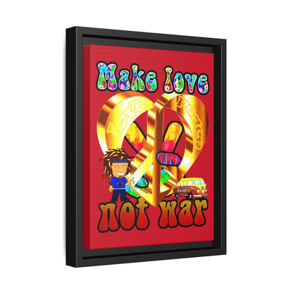 love peace - framed canvas art (dark red)