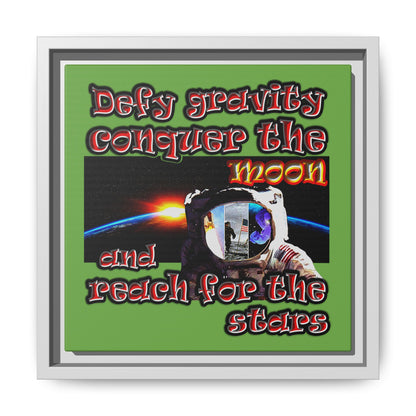 defy conquer reach - framed canvas art (green)