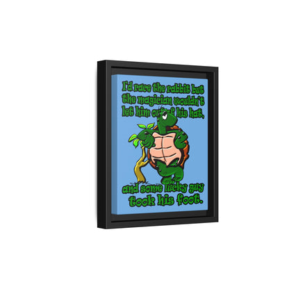 turtle race - framed canvas art (light blue)