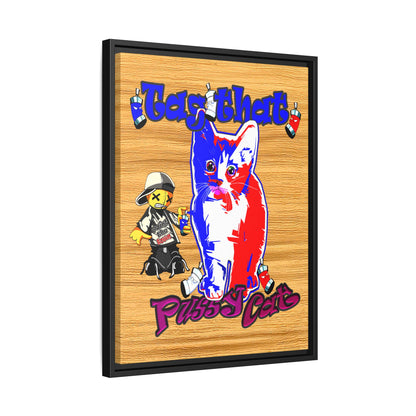 tag that - framed canvas art (butterscotch wood finish)