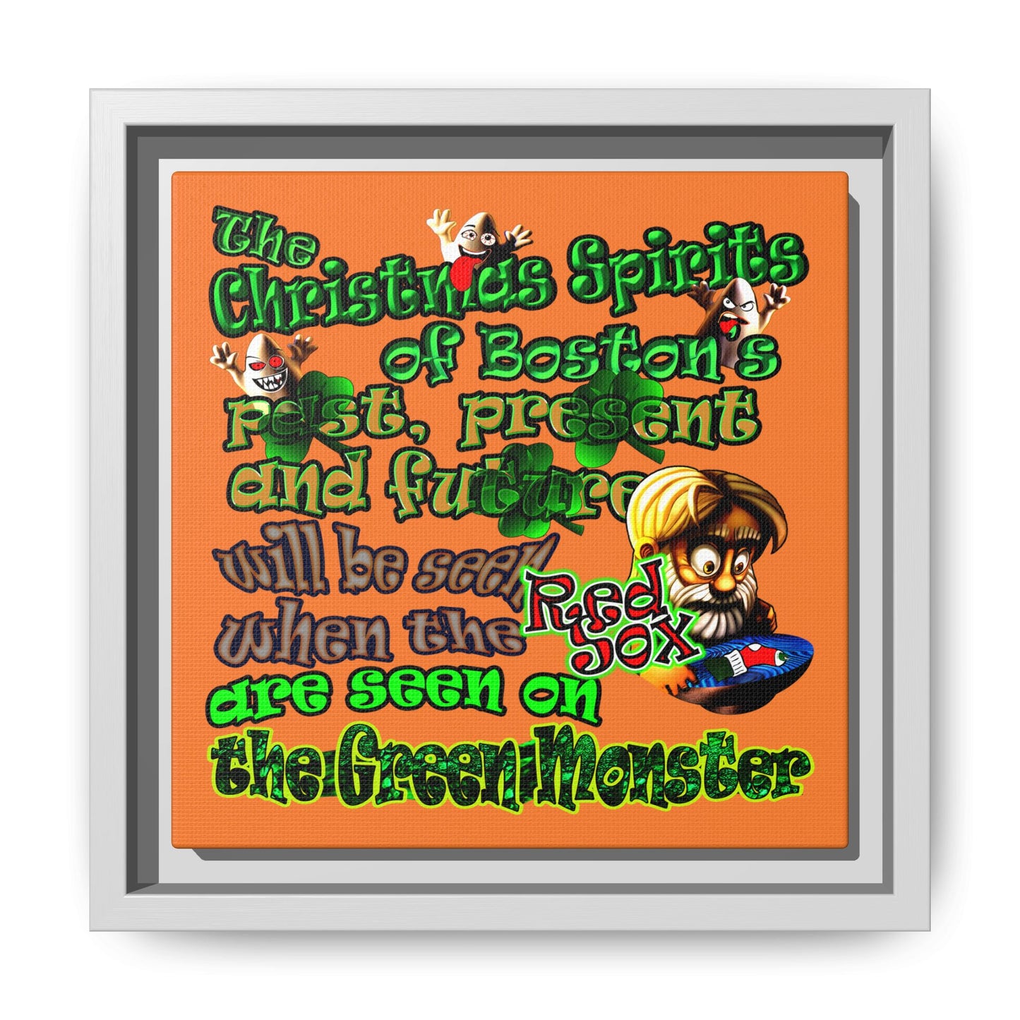 christmas spirits of boston - framed canvas art (crusta)