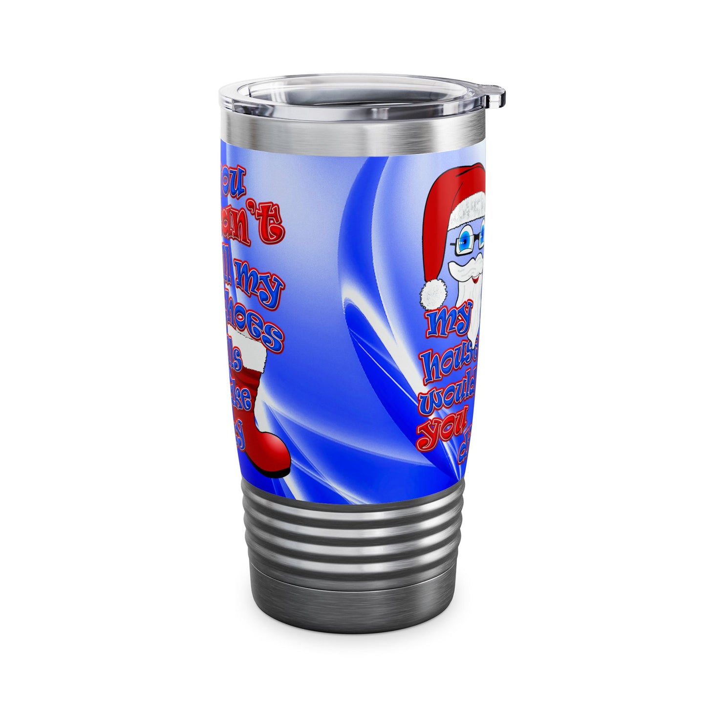 santa's shoes - Ringneck Tumbler, 20oz (blue-white wave)
