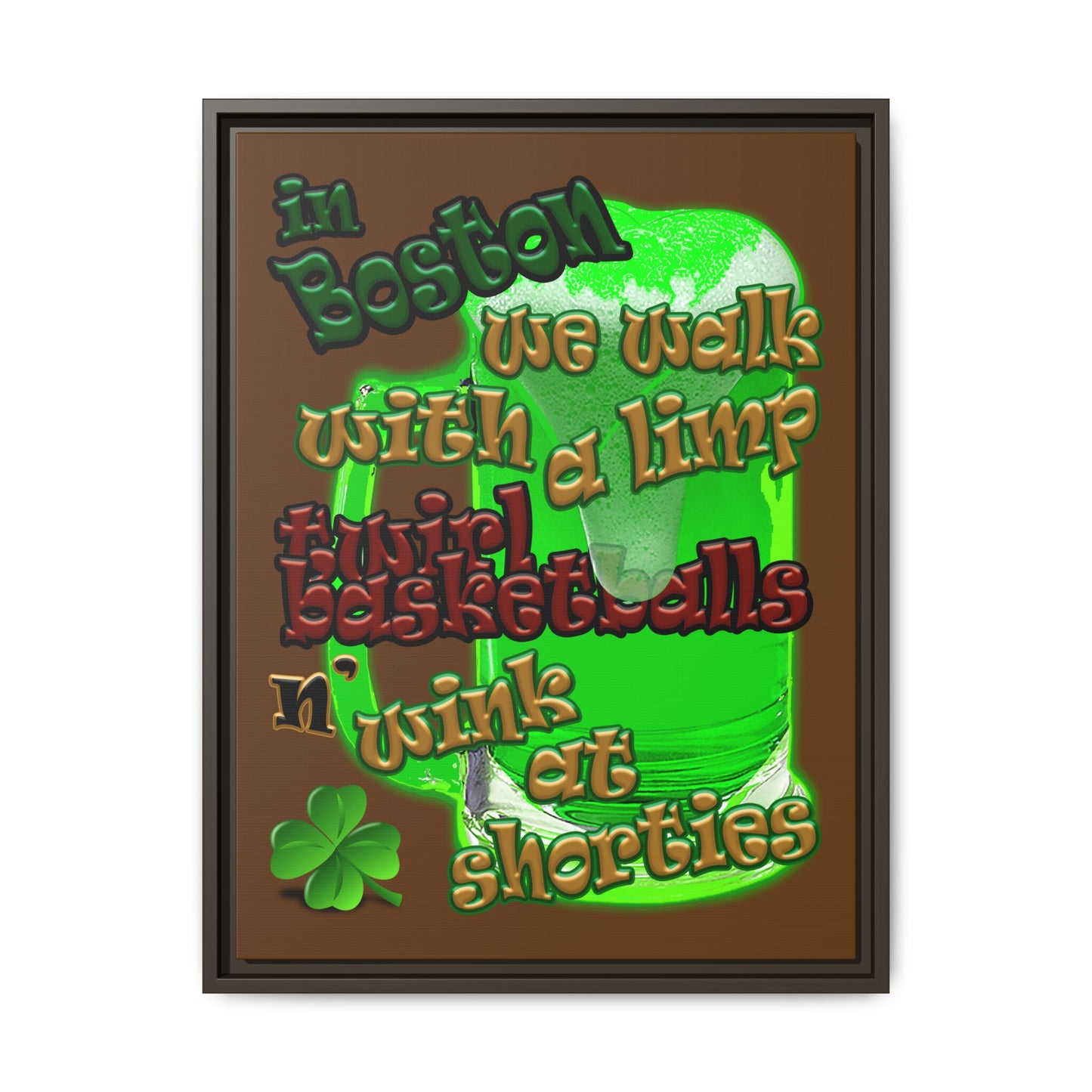 celtics logo - framed canvas art (brown)
