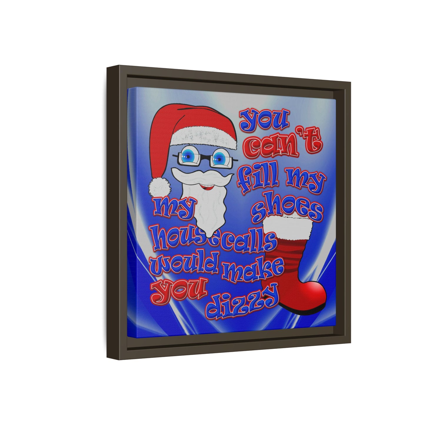 santa's shoes - framed canvas art (blue-white wave)