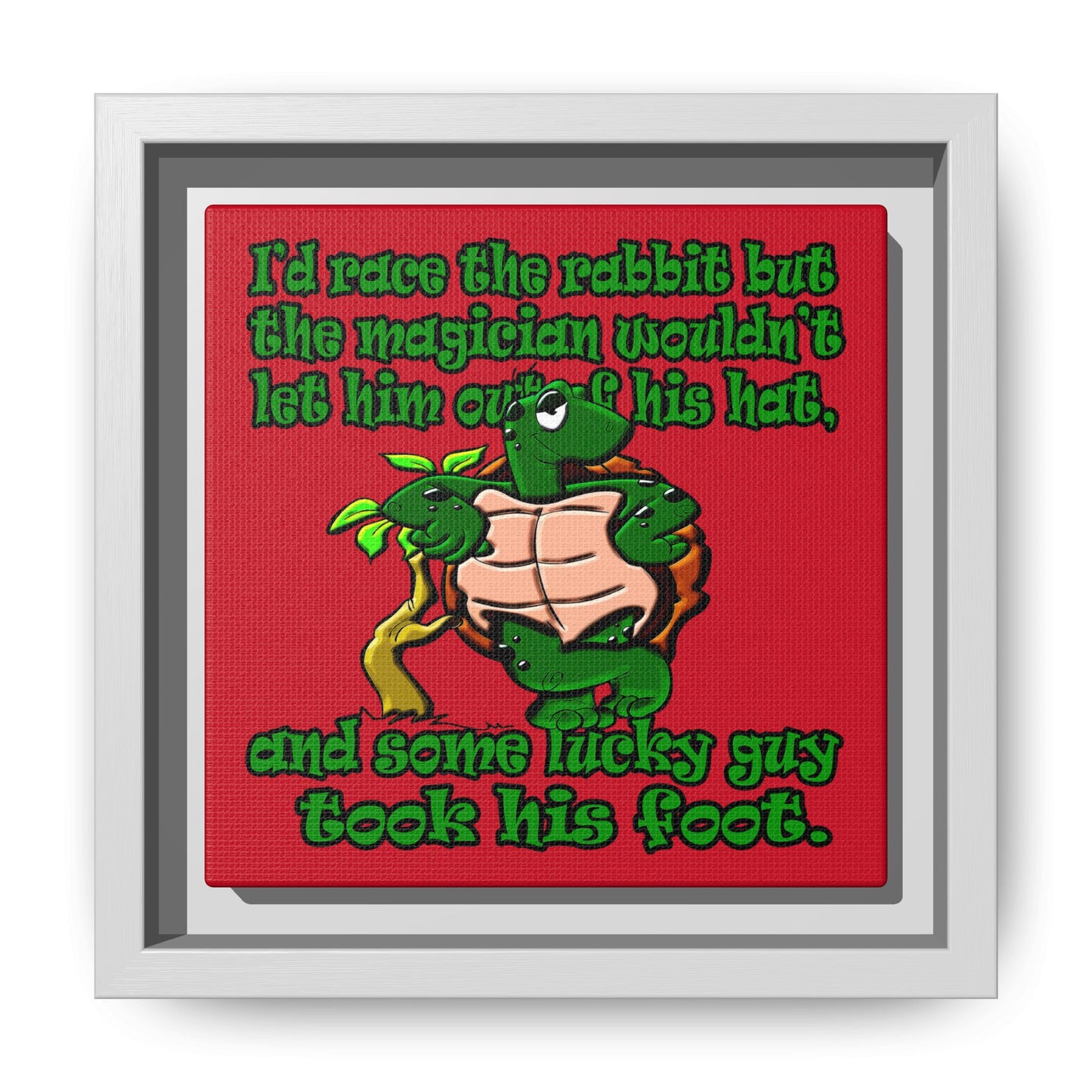 turtle race - framed canvas art (dark red)