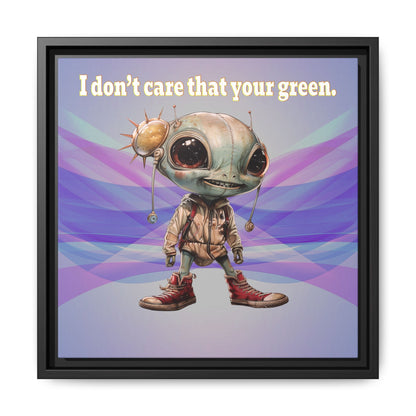 I don't care that your green - framed canvas art (light blue-pink wave)