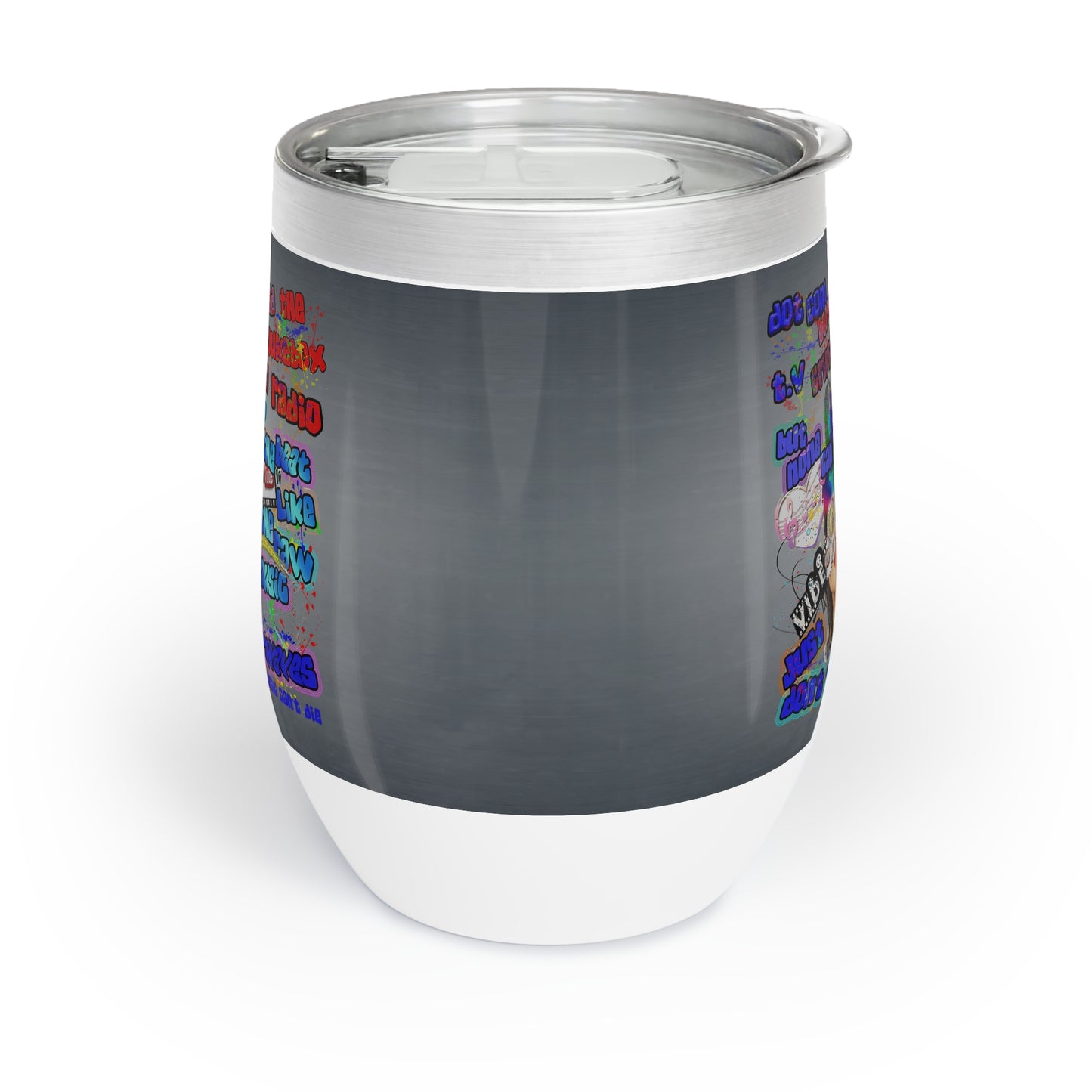 drop the beat - Chill Wine Tumbler  (grey-light grey)