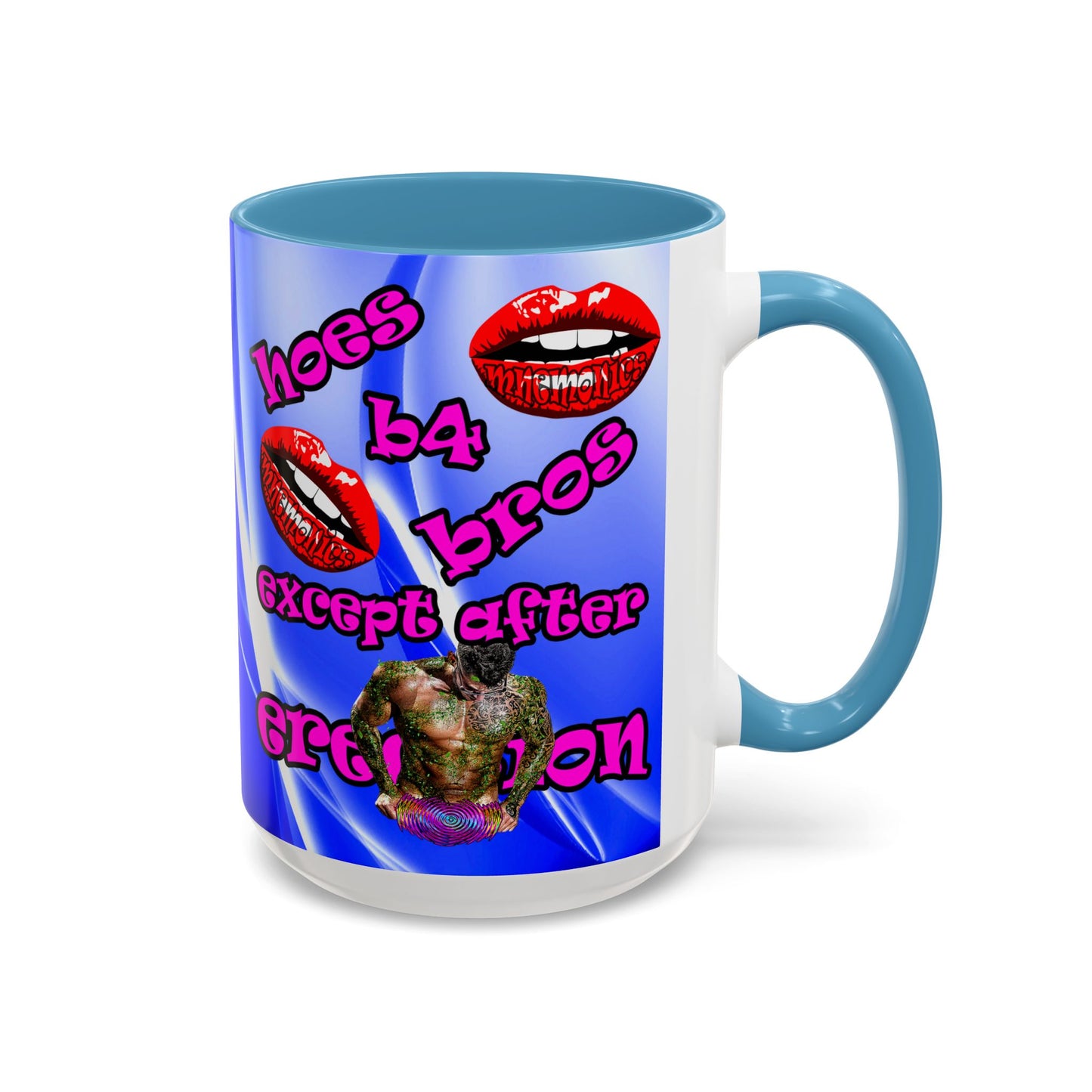 hoes b4 bros - Accent Mug (blue-white wave)