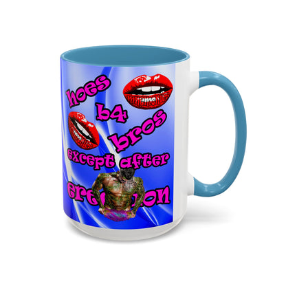 hoes b4 bros - Accent Mug (blue-white wave)