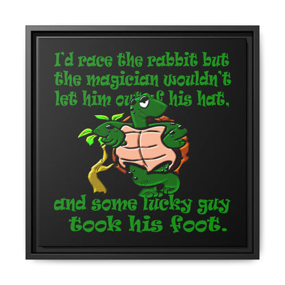 turtle race - framed canvas art (black)