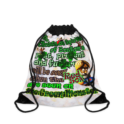 christmas spirits of boston - Drawstring Bag (white marble)