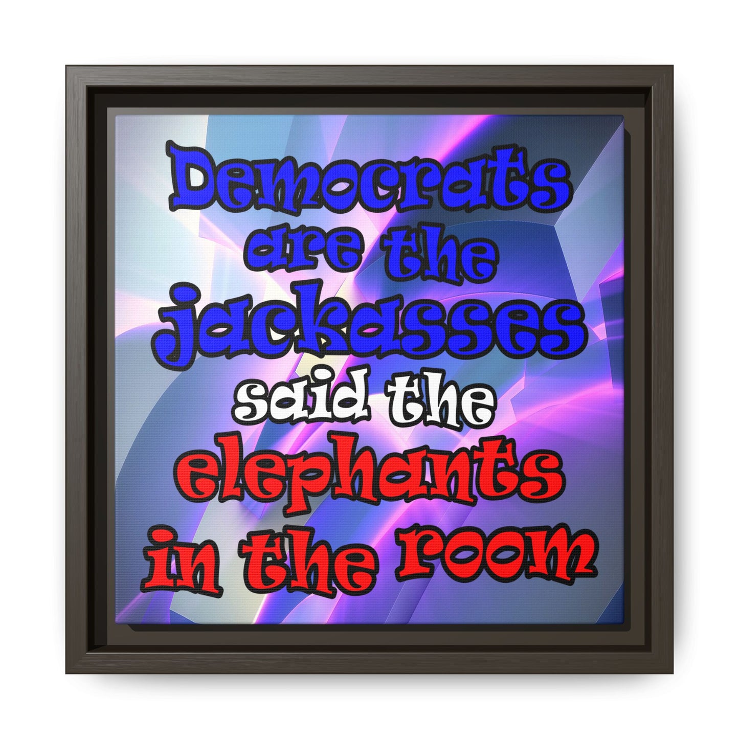 donkeys and elephants - framed canvas art (grey-pink wave)