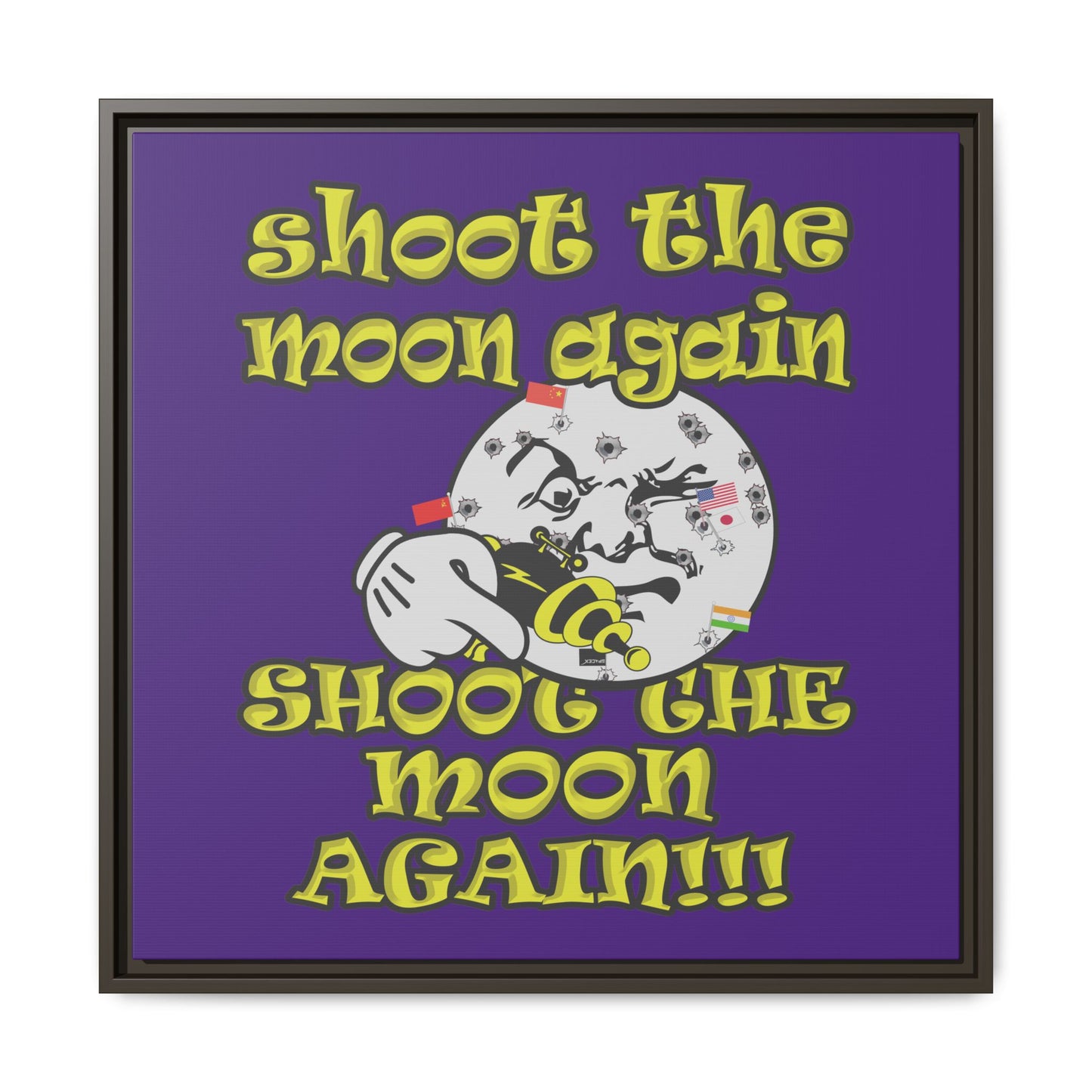 shoot the moon again - framed canvas art (purple)