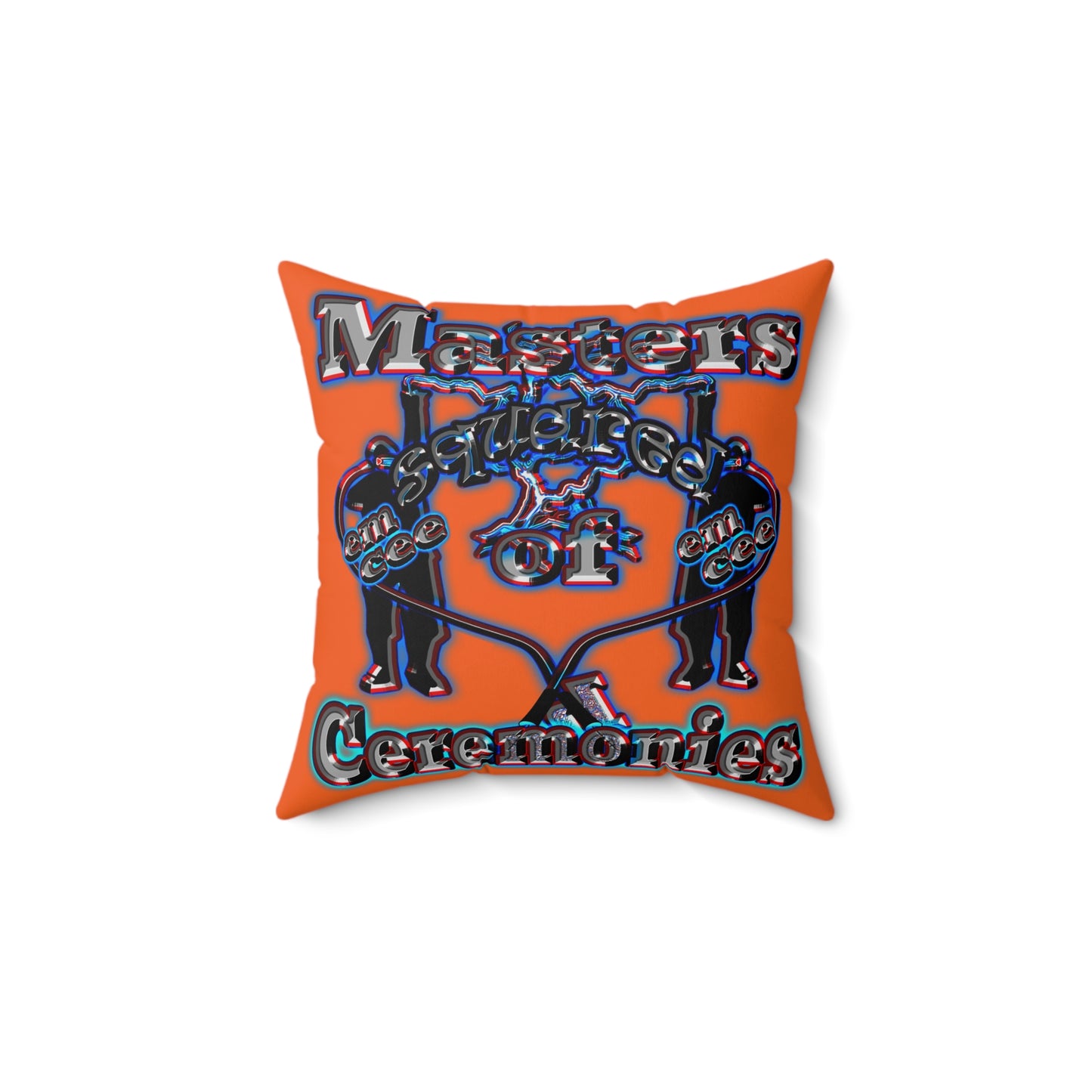 em cee squared - Spun Polyester Square Pillow - (orange)