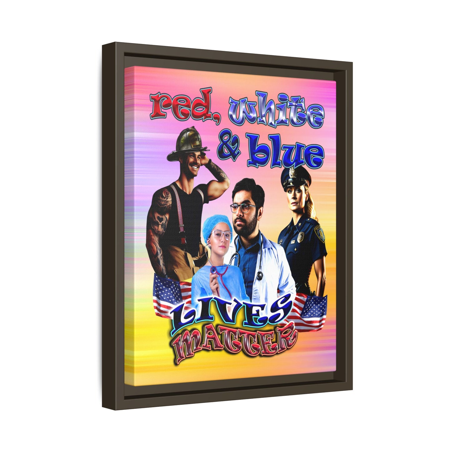 rw&b lives matter - framed canvas art (color blur)