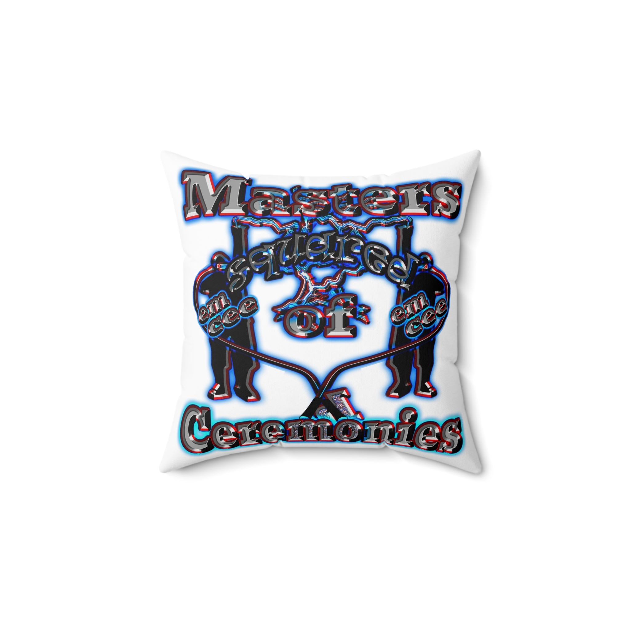 em cee squared - Spun Polyester Square Pillow - (white)