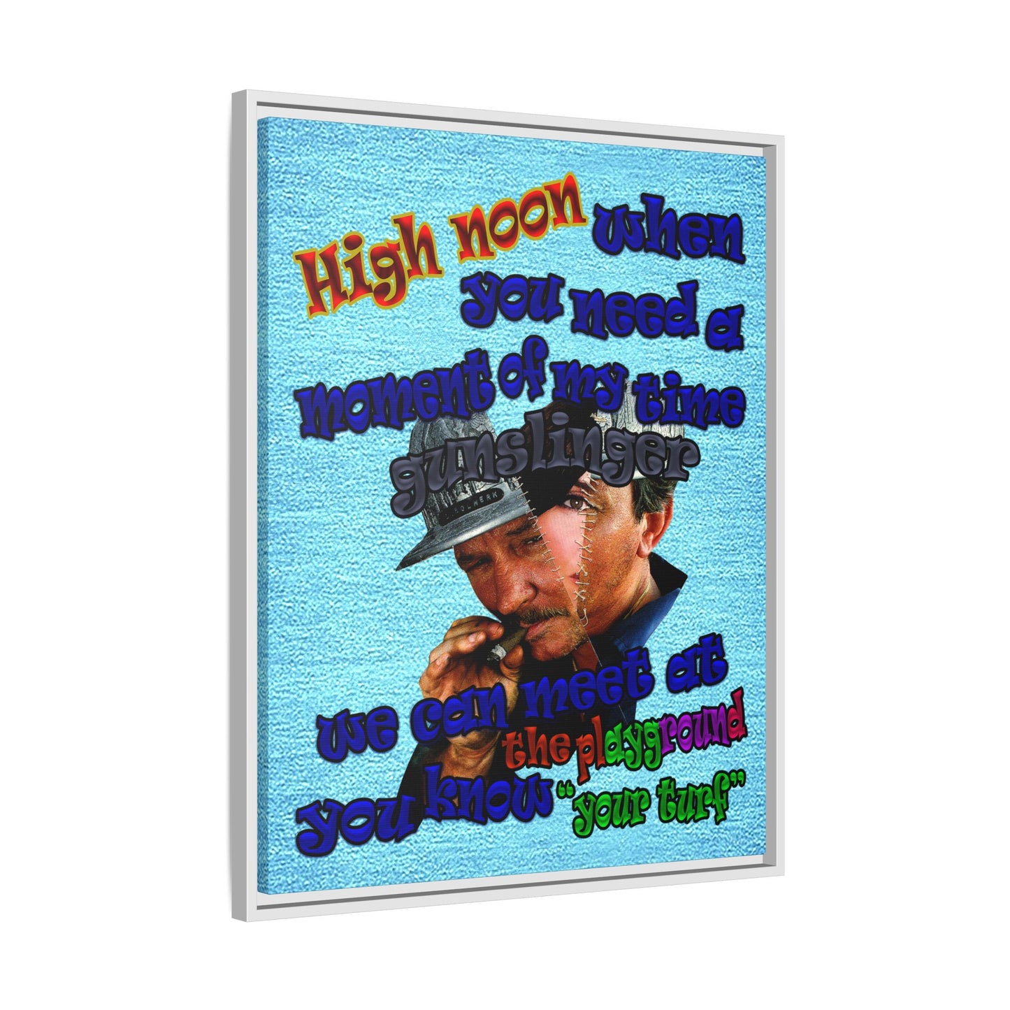 high noon - framed canvas art (faded blue)
