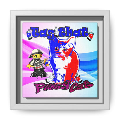 tag that - framed canvas art (light blue-pink wave)