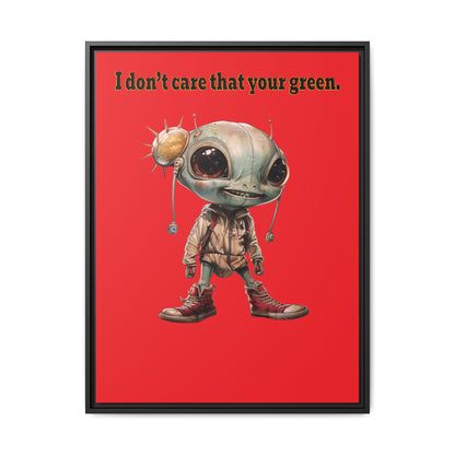 I don't care that your green - framed canvas art (red)
