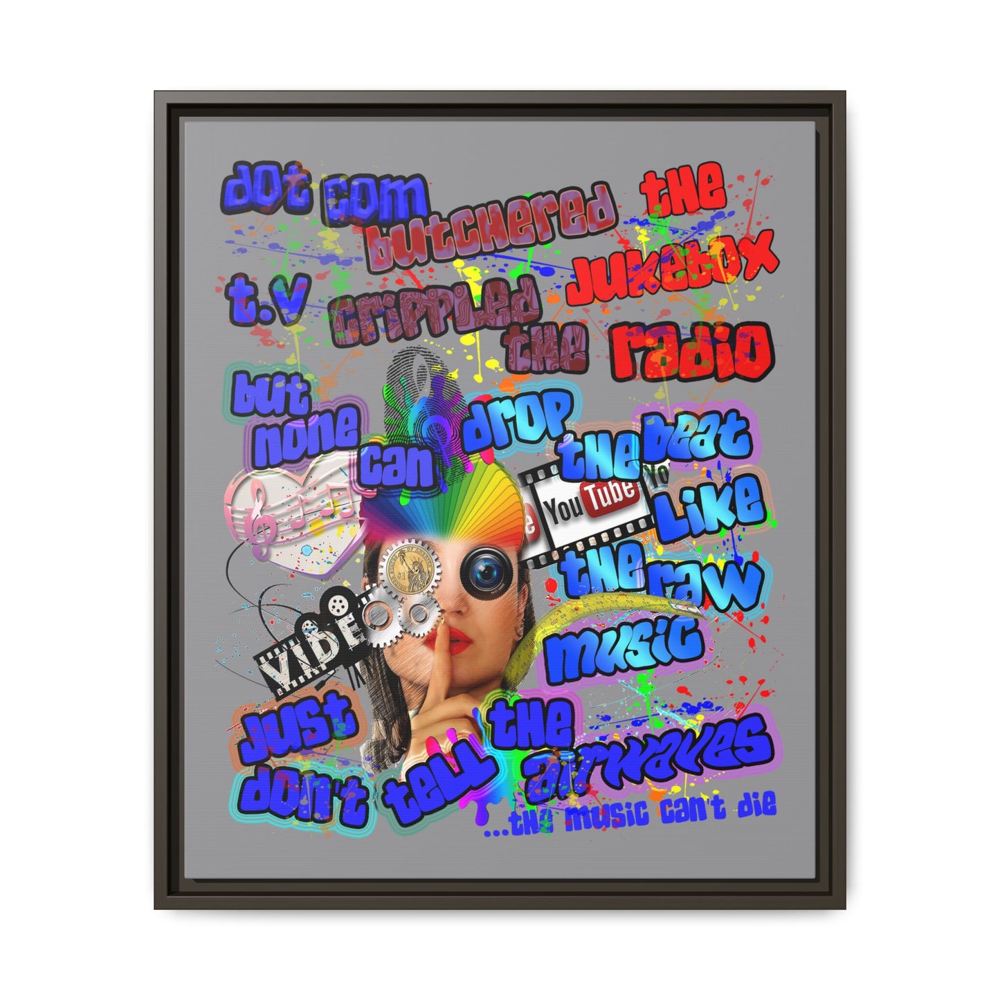 drop the beat - framed canvas art (grey)