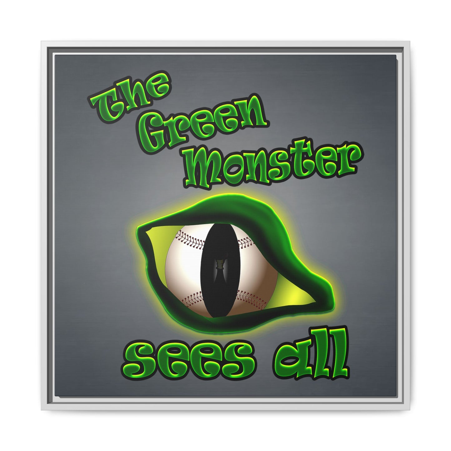 green monster - framed canvas art (grey-light grey)