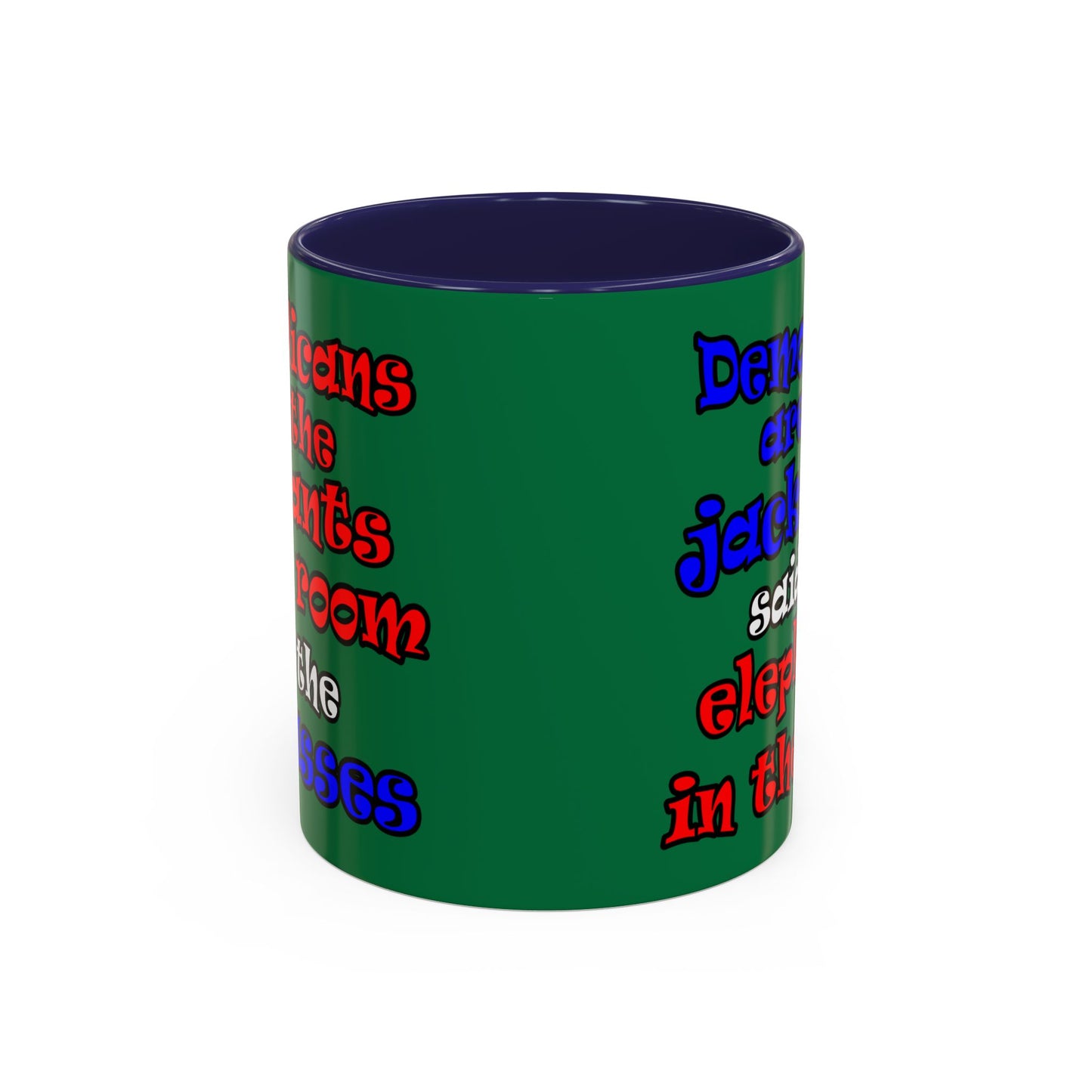 donkeys and elephants - Accent Mug (dark green)