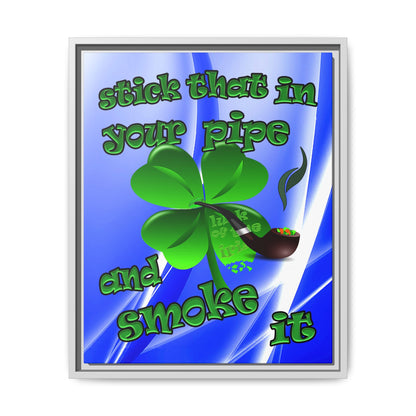 stick that in your pipe and smoke it - framed canvas art (blue-white wave)