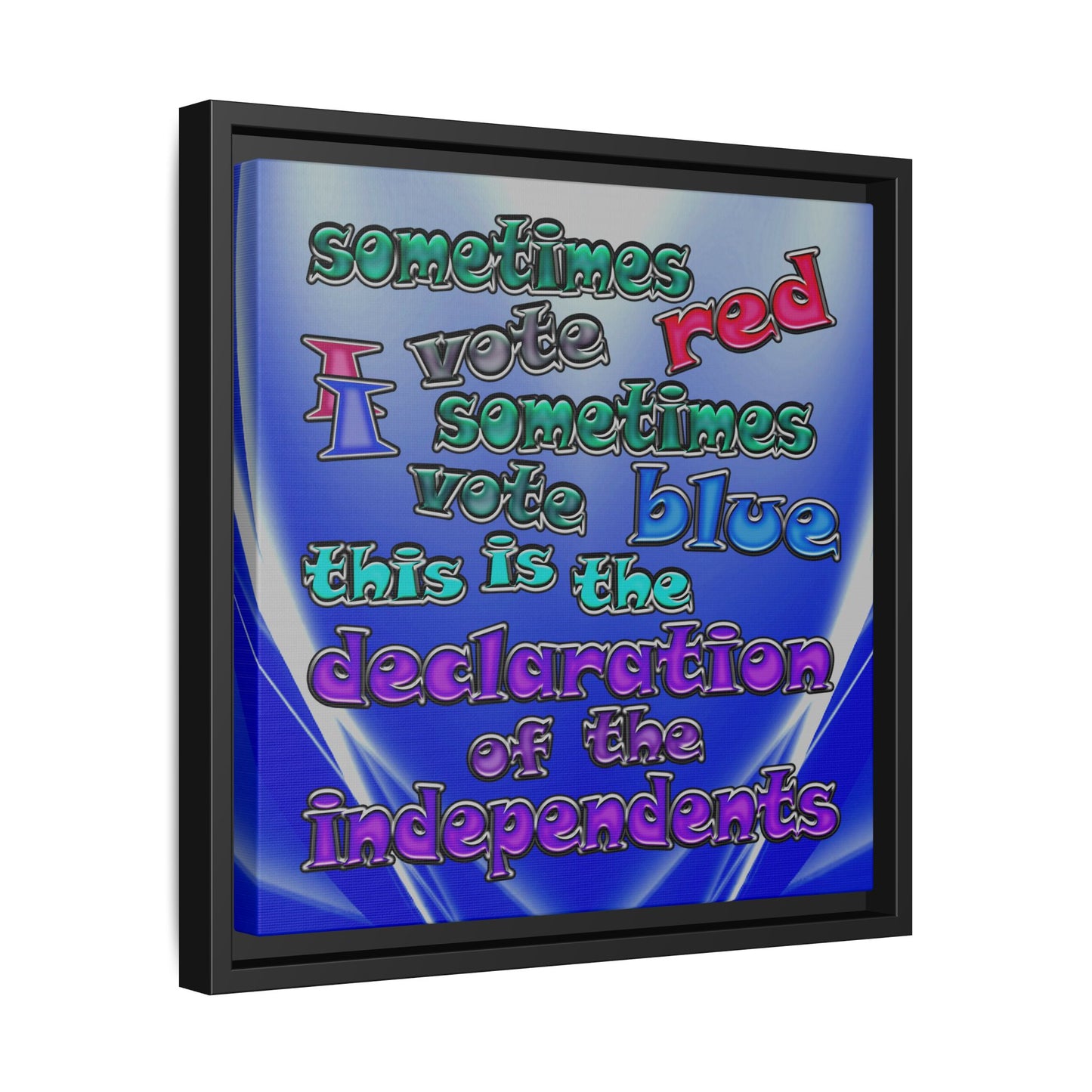 declaration of the independents - framed canvas art (blue-white wave)