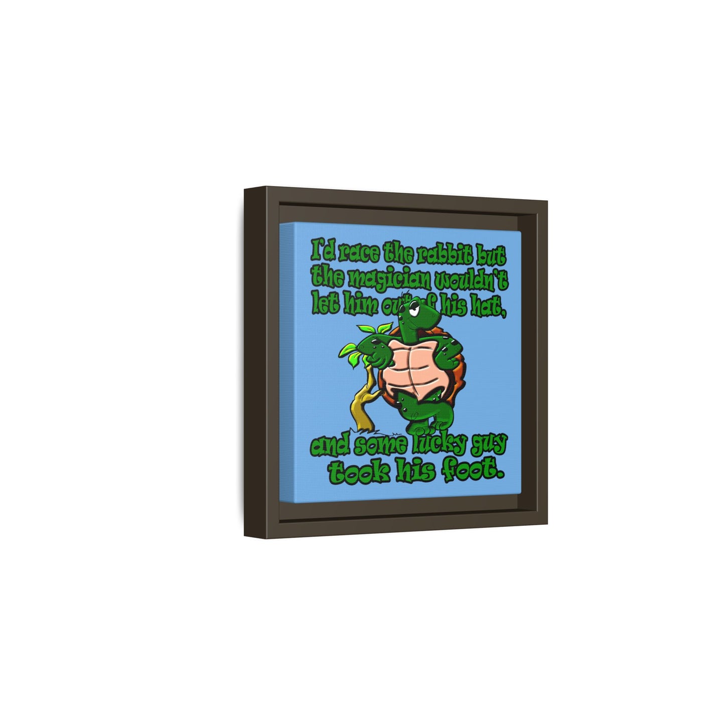 turtle race - framed canvas art (light blue)