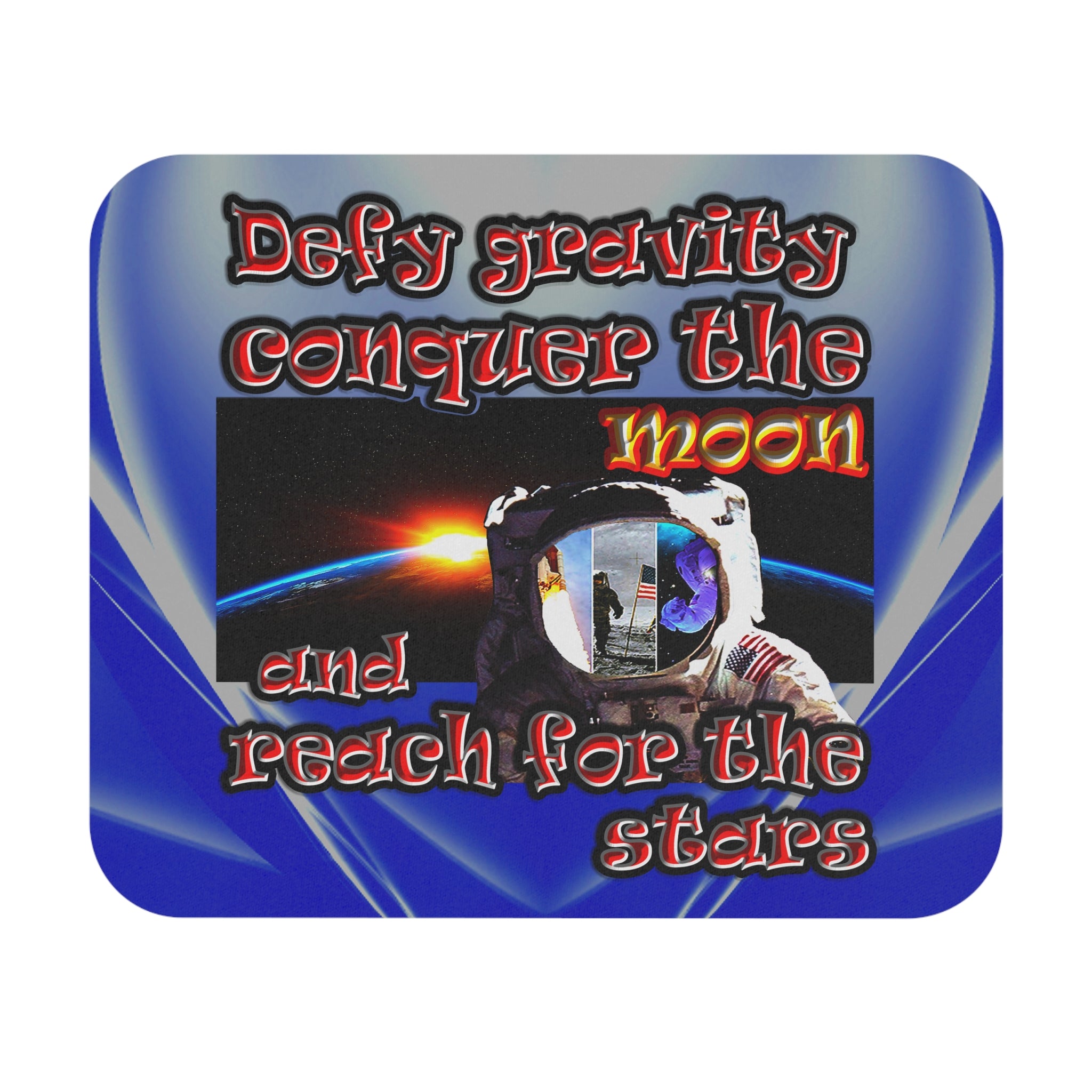 defy conquer reach - Mouse Pad (Rectangle) (blue-white wave)