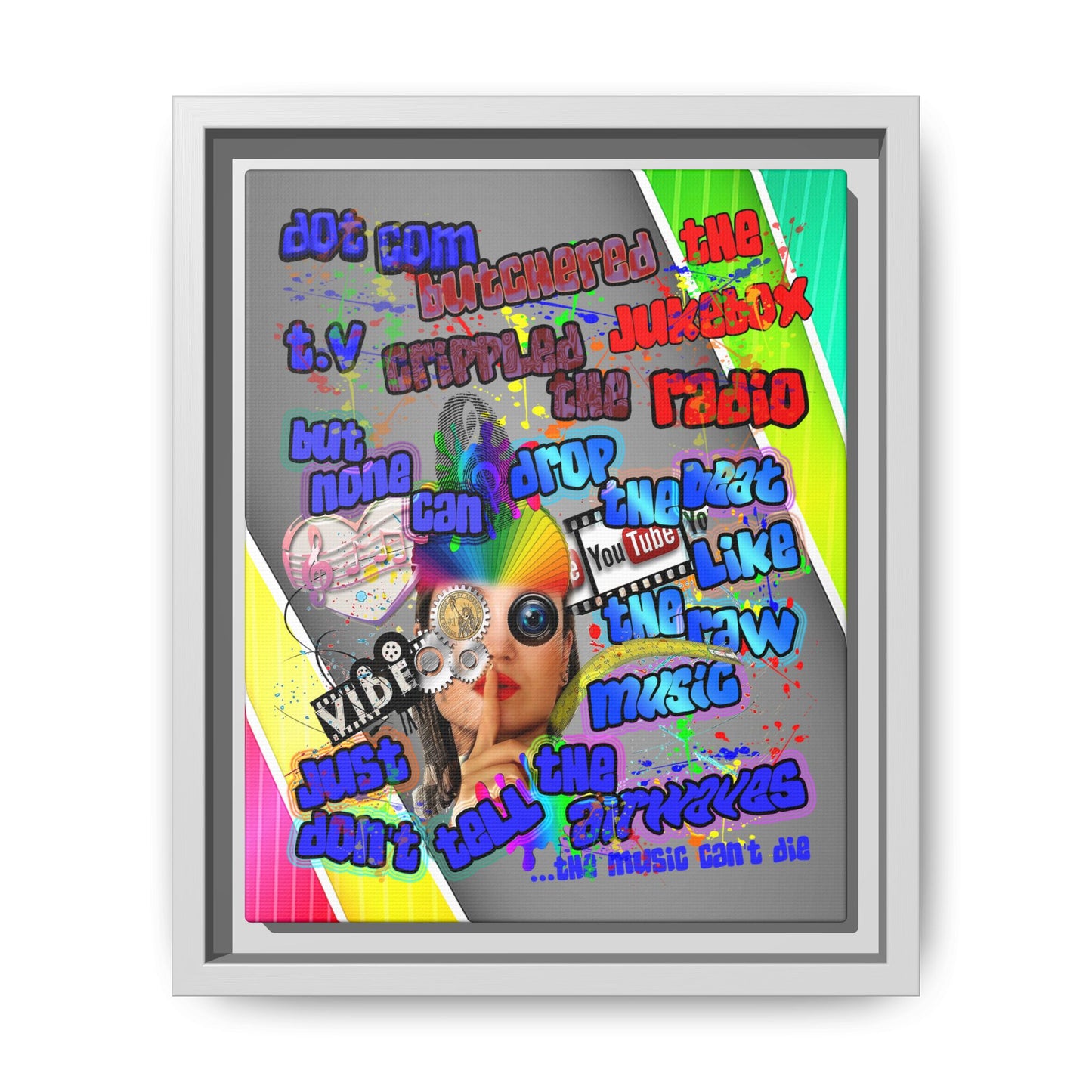 drop the beat - framed canvas art (rainbow split)