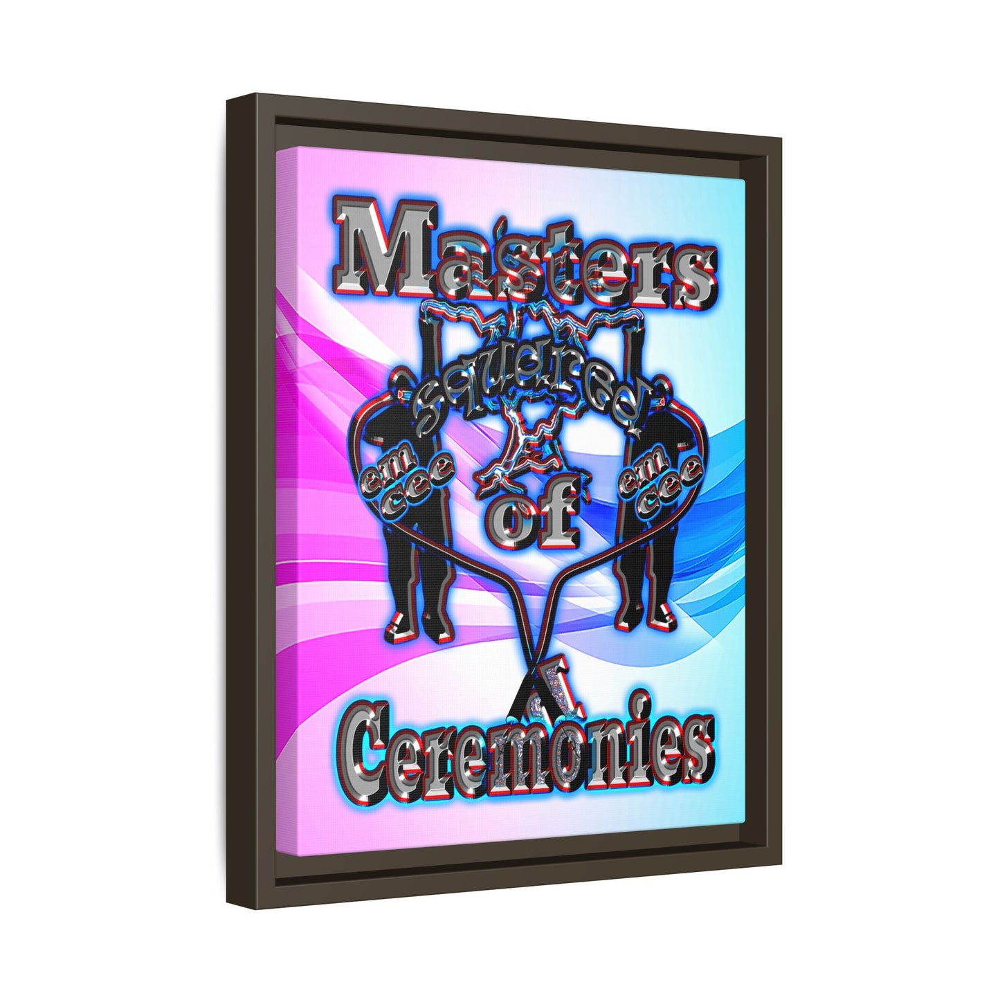 em cee squared - framed canvas art (light blue-pink wave)