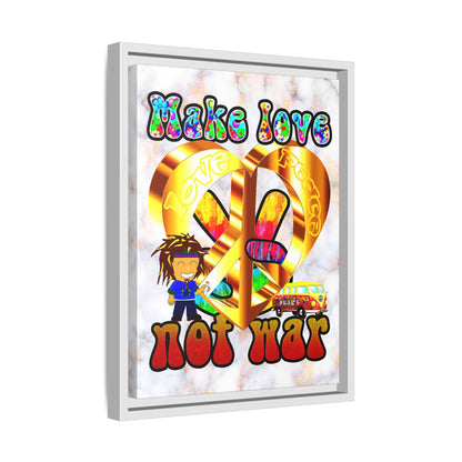 love peace - framed canvas art (white marble)
