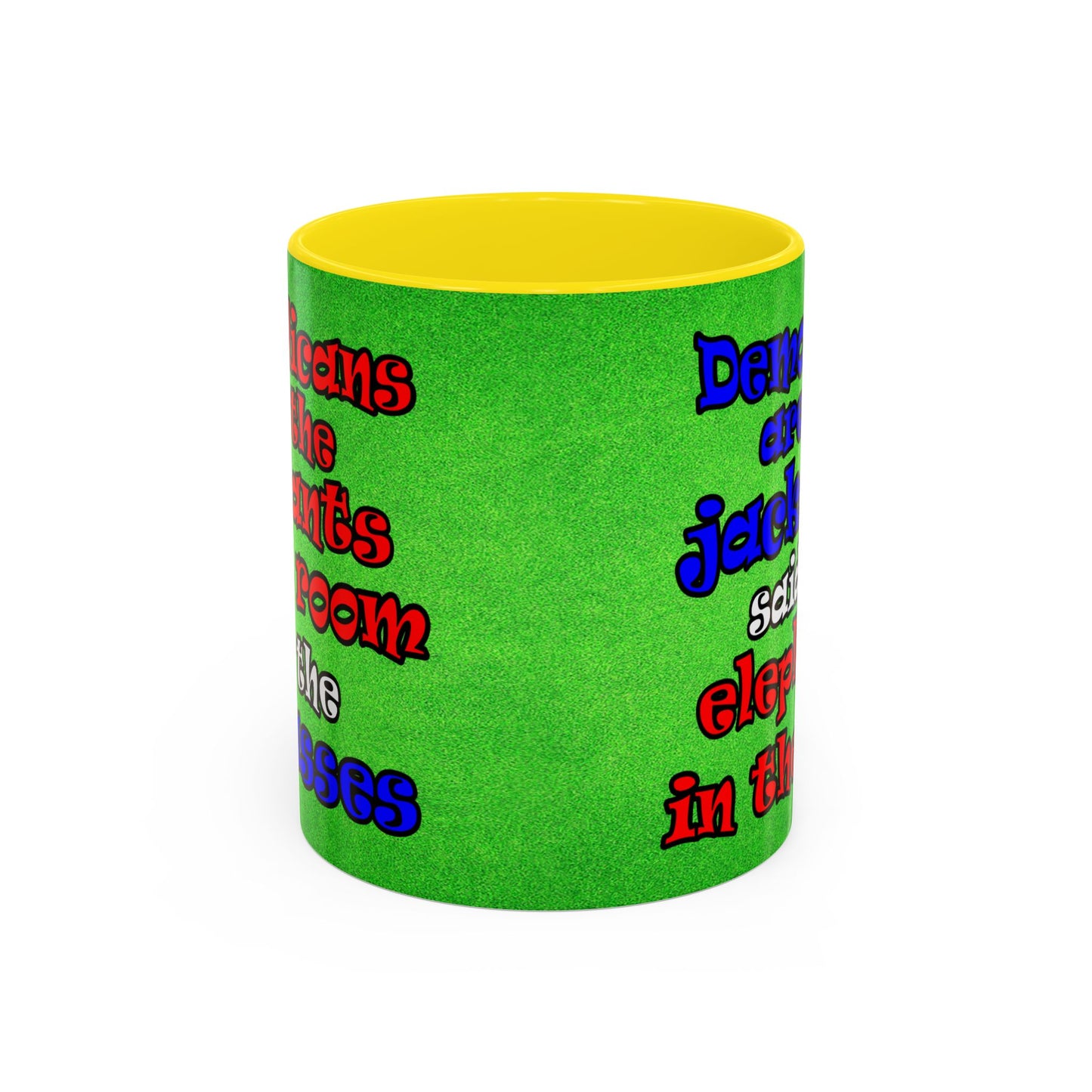 donkeys and elephants - Accent Mug (green turf)