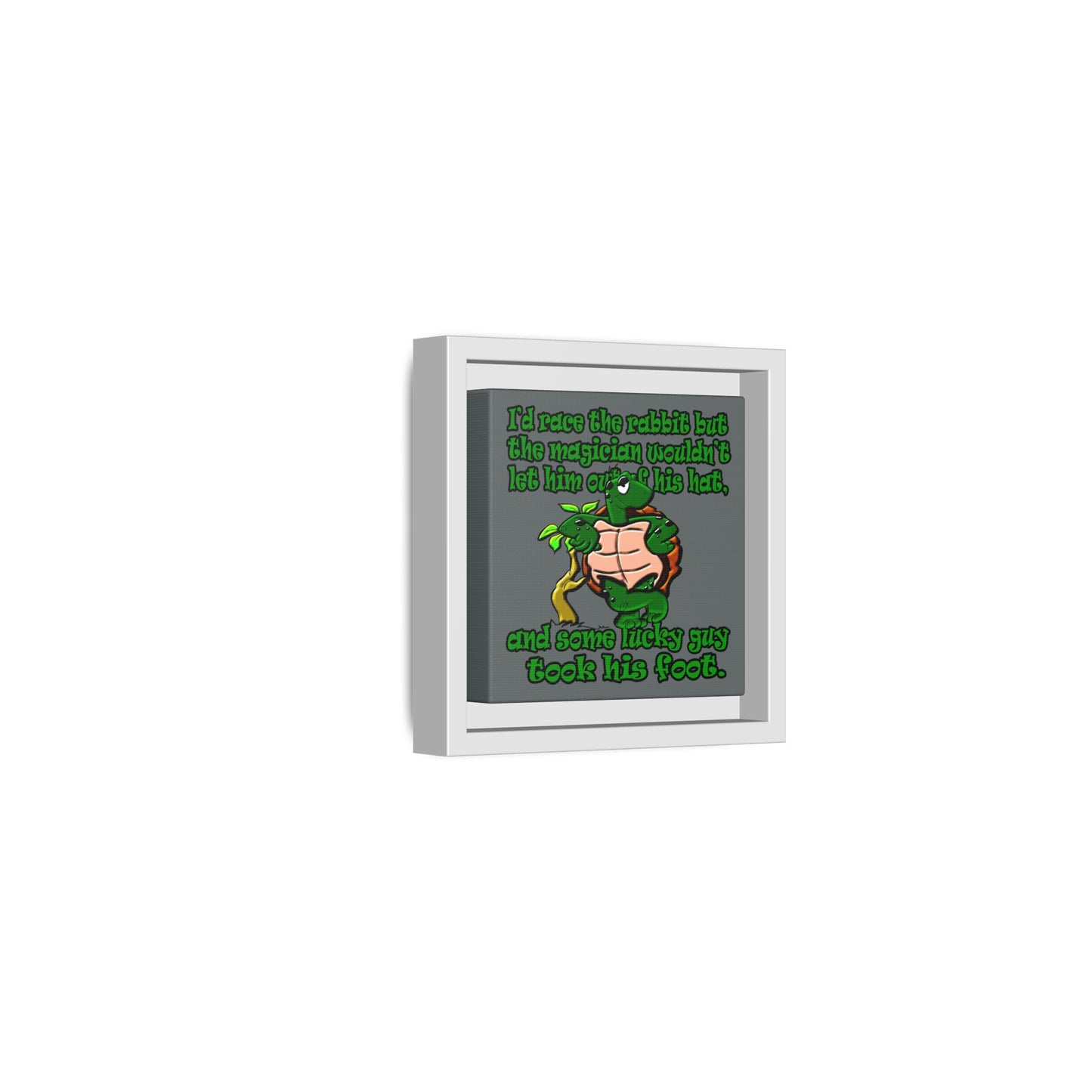 turtle race - framed canvas art (dark grey)
