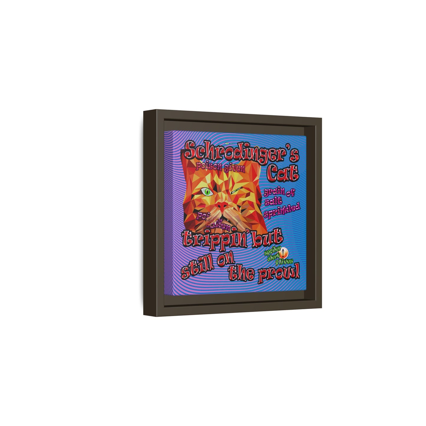 schrodinger's cat - framed canvas art (light blue-purple wave)