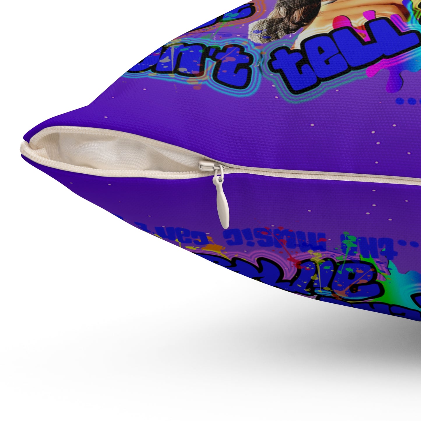 drop the beat - Spun Polyester Square Pillow - (purple-pink wave)